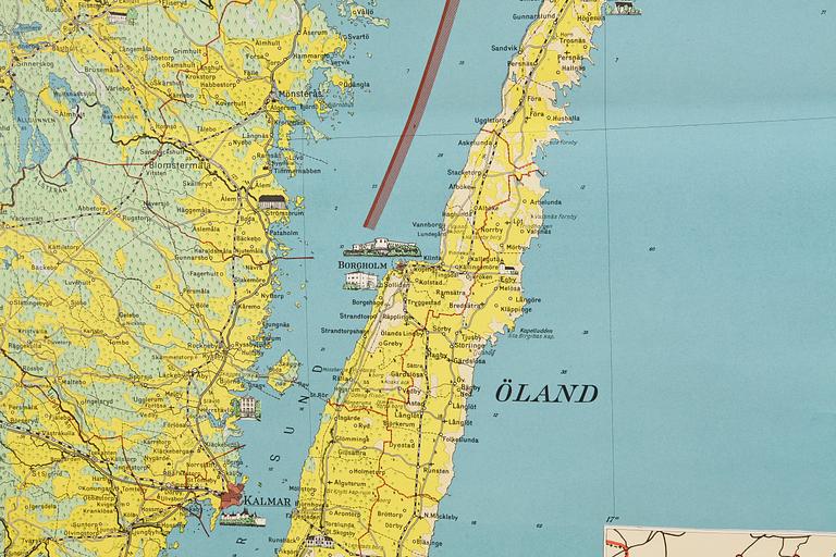 SKOLKARTA, "Småland & Öland", Norstedts, 1900-talets mitt.