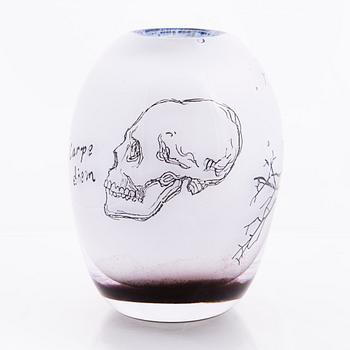 ELLA VARVIO, A glass vase/ sculpture, signed Ella Varvio 2017.