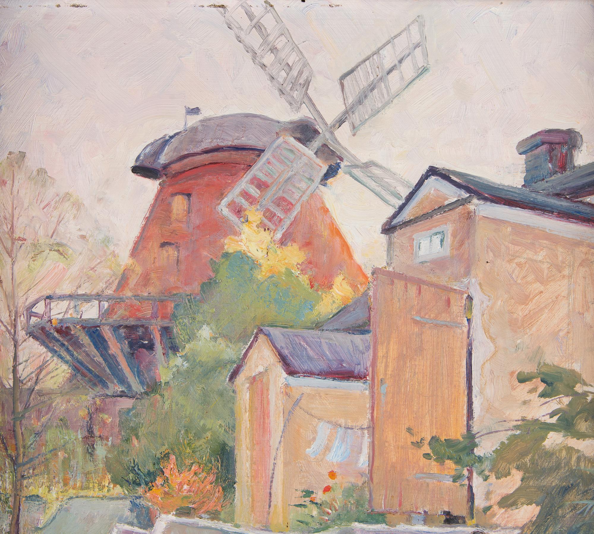 Carl Otto Danielson, Woman with cat by the windmill.