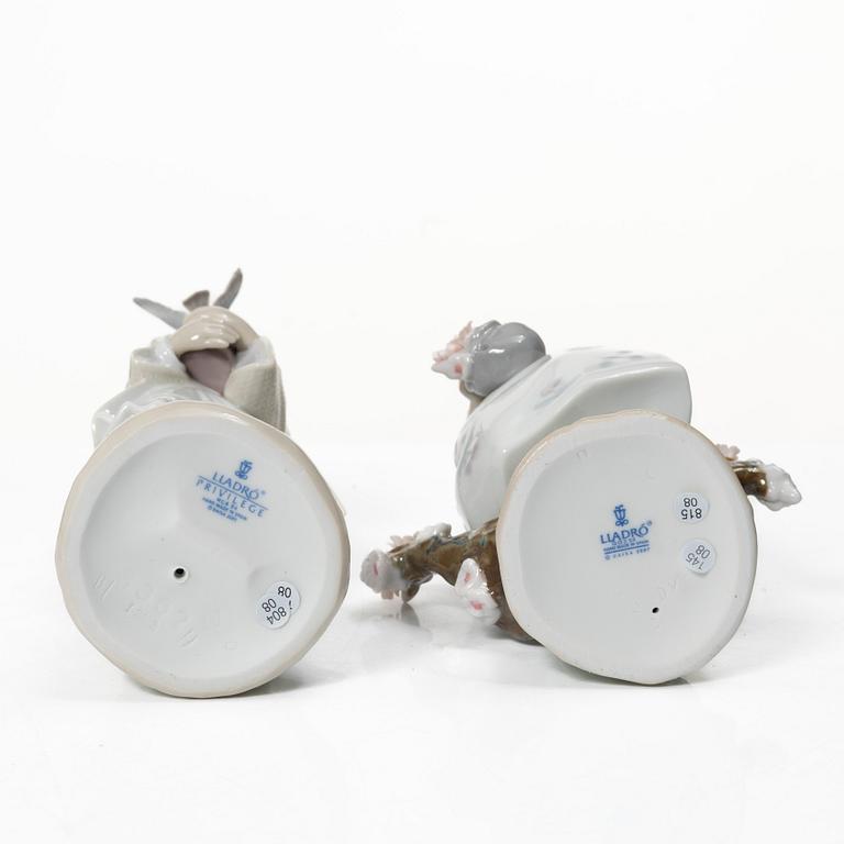 Lladró, 6 figurines, including "Wheelbarrow with flowers", "A barrow of fun", "A walk through blossoms", "Morning melodies".
