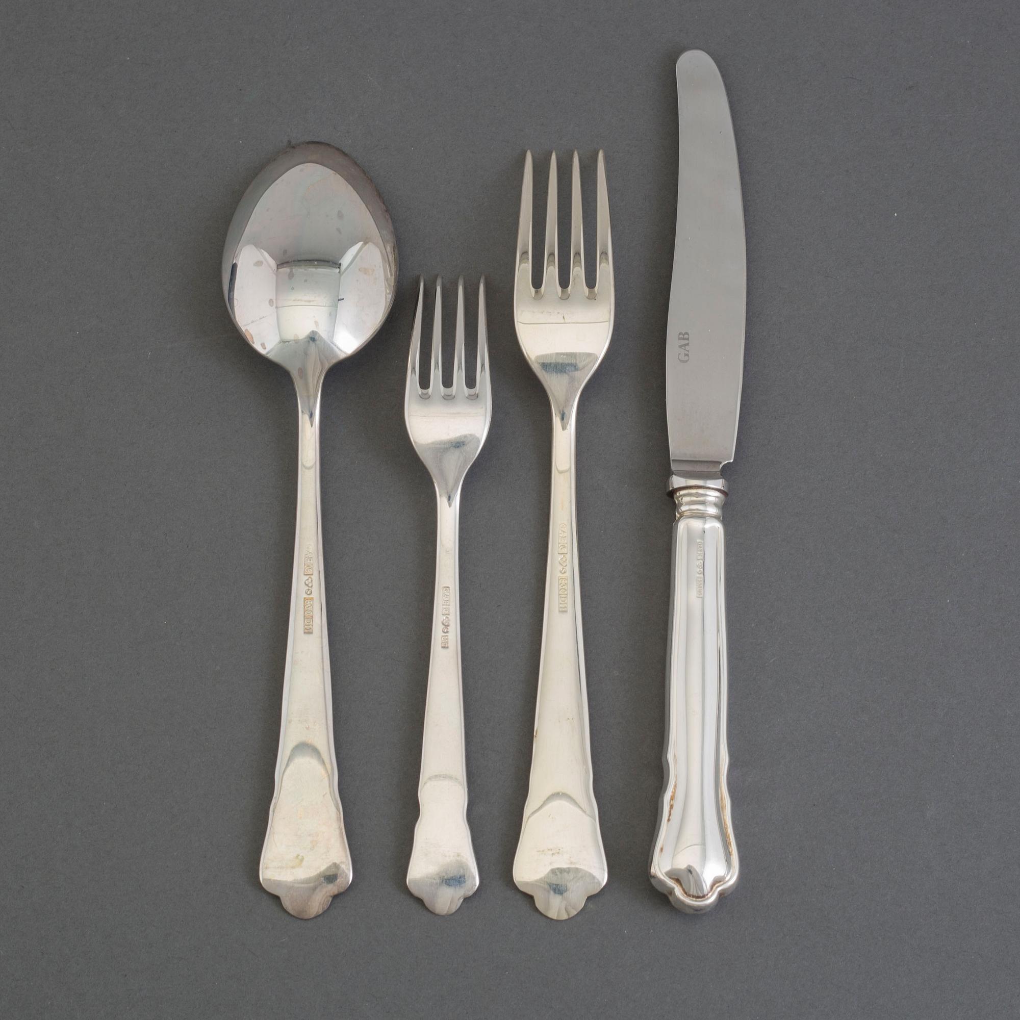 a 54 pcs of silver cutlery from GAB, late 20th century.