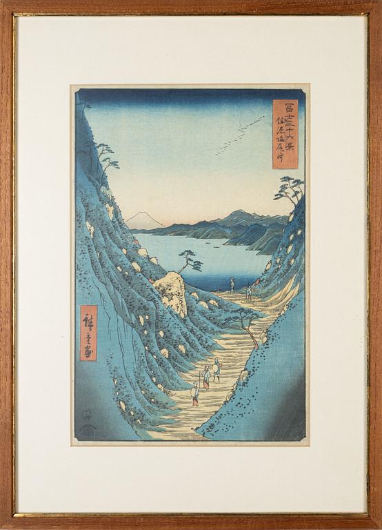 Ando Utagawa Hiroshige, två träsnitt, troligen 1800-tal.