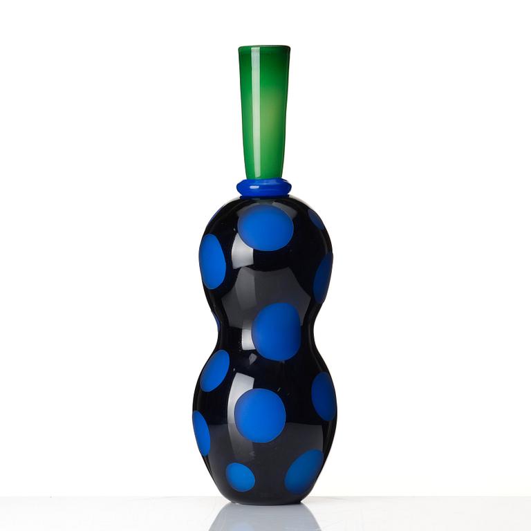 Gunnel Sahlin, a unique glass vase in two parts, Kosta Boda, Sweden, 1990s.