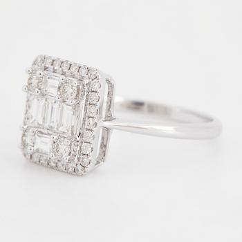 Baguette and brilliant-cut diamond ring.