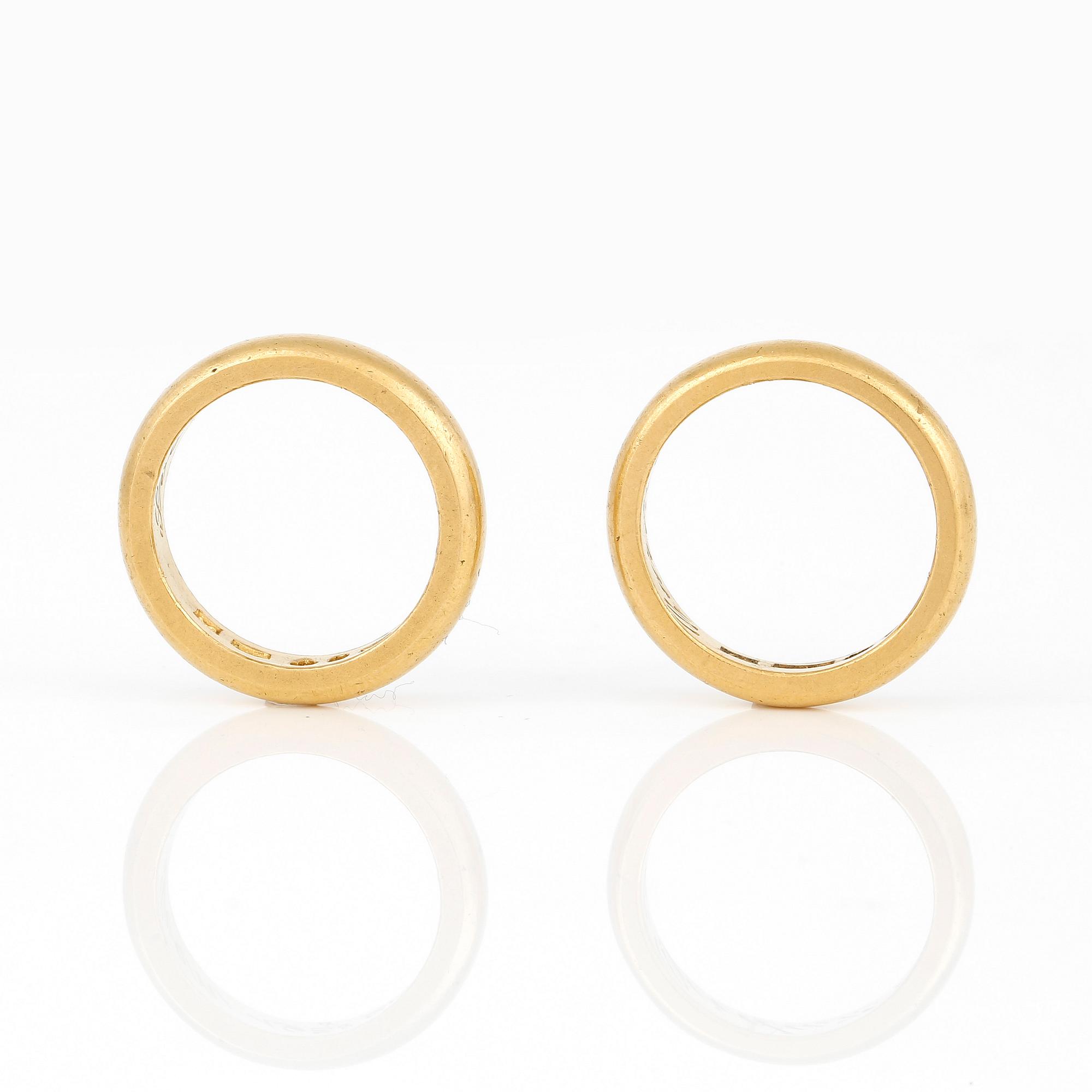 RINGAR, 2 st, Stockholm, 1920-tal, 23K guld.