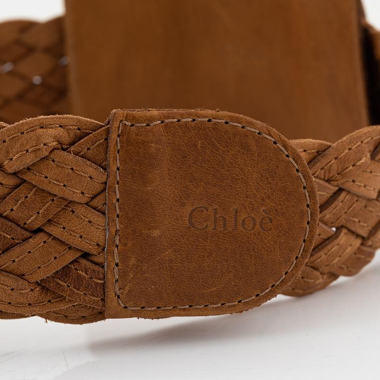 Chloé, a braided leather belt, size 75.