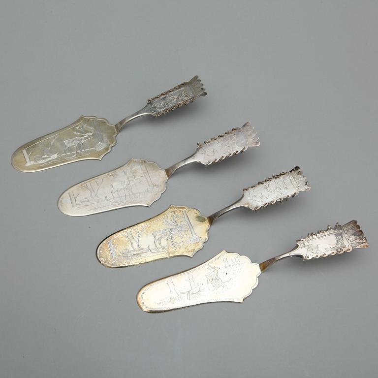 PARTI SAMESILVER, 12 delar, olika mästare och städer. Merparten 1930/40-tal. Total vikt ca 485 gram.