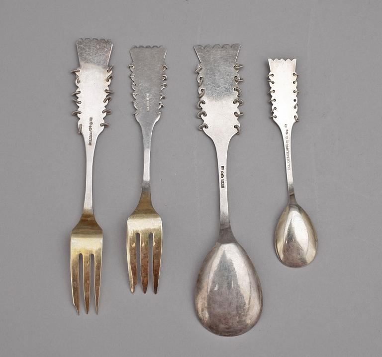 PARTI SILVER, 26 delar, bla Bolindersilver, Sverige, 1900-tal. Totalvikt 480 g.