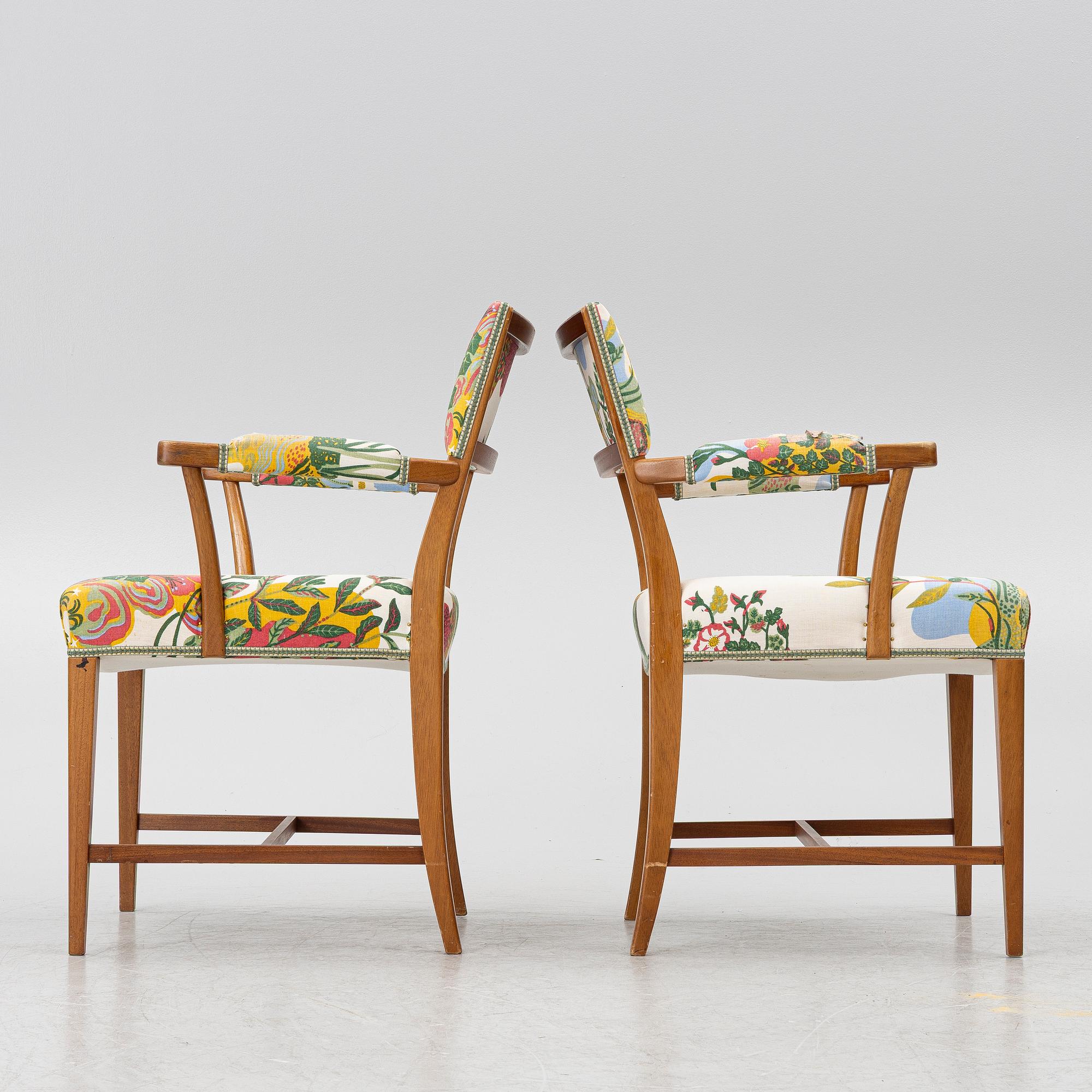 Josef Frank, a pair of model 695 armchairs, Svenskt Tenn.
