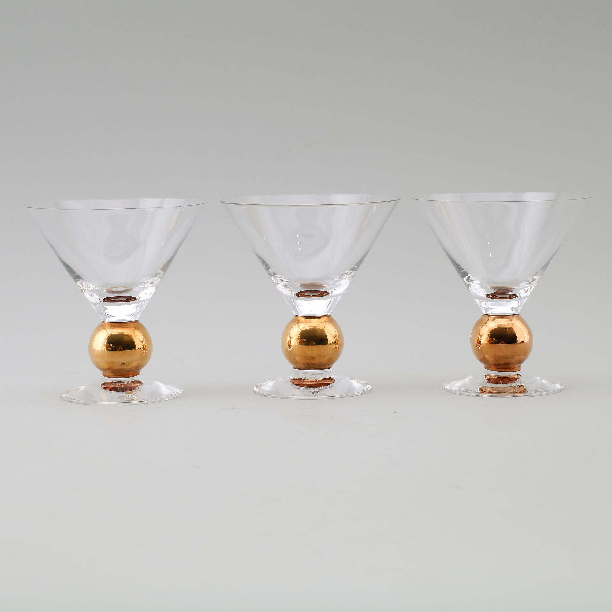 CHAMPAGNE-/MARTINIGLAS, 10 st, "Nobel", Gunnar Cyrén, Orrefors, 1900-tal.