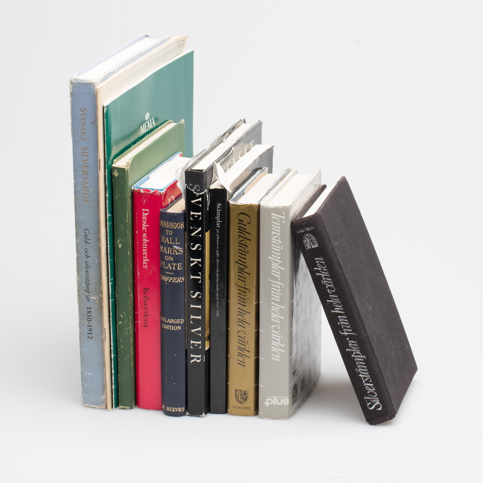 BÖCKER, 11 VOL, om guld, silver och tenn, 1900-tal.