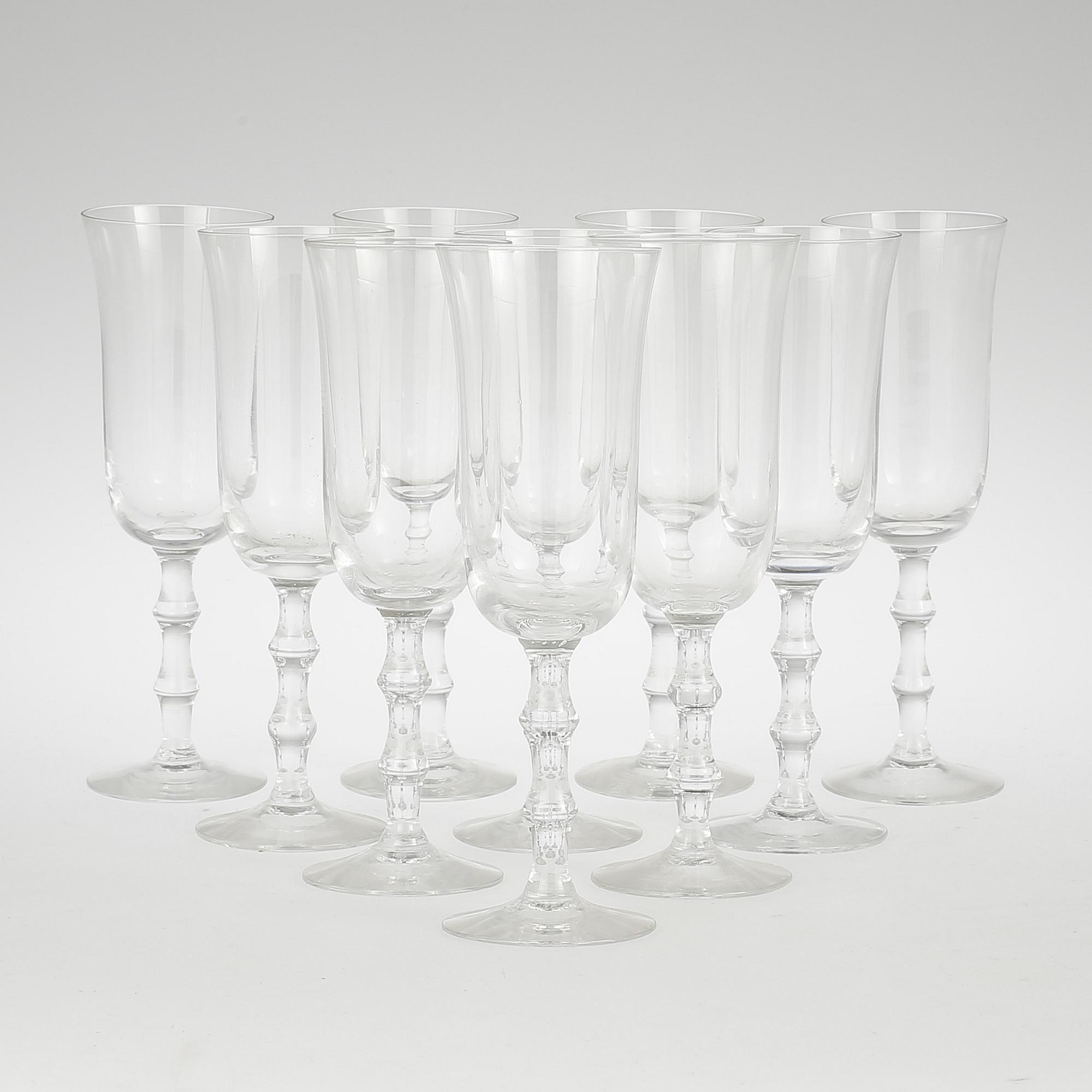 CHAMPAGNESTRUTAR, 10 st, "Salut", Simon Gate, Orrefors, 1900-talets andra hälft.