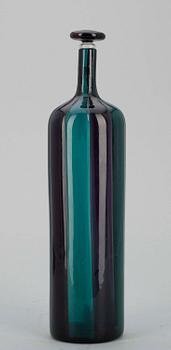 KARAFF MED PROPP, glas, möjl. Fulvio Bianconi, Murano, otydligt märkt, Italien 1900-talets mitt.