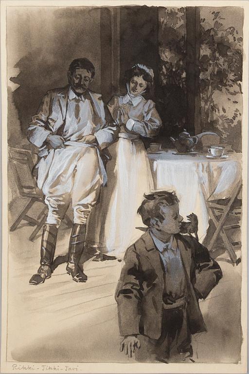 DAVID LJUNGDAHL, eight original ink illustrations from the 1915 edition of 'The Jungle Book' in Swedish.