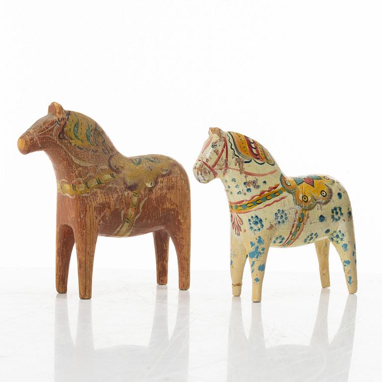 Two Dala horses, mid-20th century.