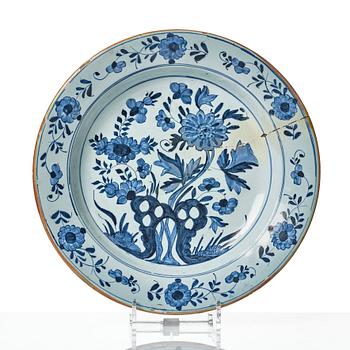 A group of three faience dishes, 18th century.