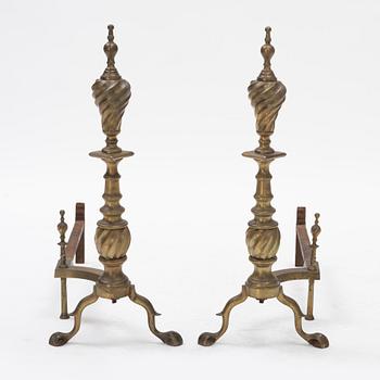 A pair of andirons, mid 20th century.