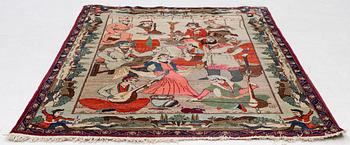 Carpet, Figural Keshan, approx. 200 x 130 cm.