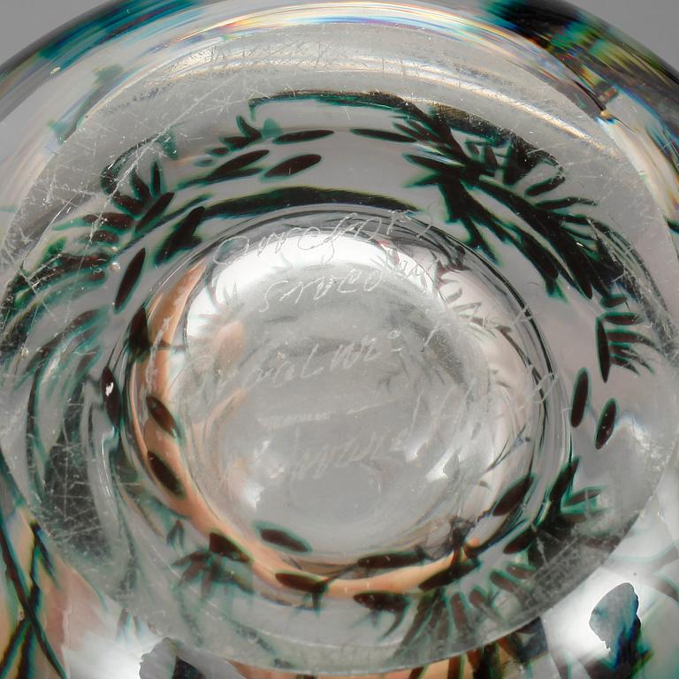 VAS, glas, fiskgraal, Edward Hald, Orrefors 1952.