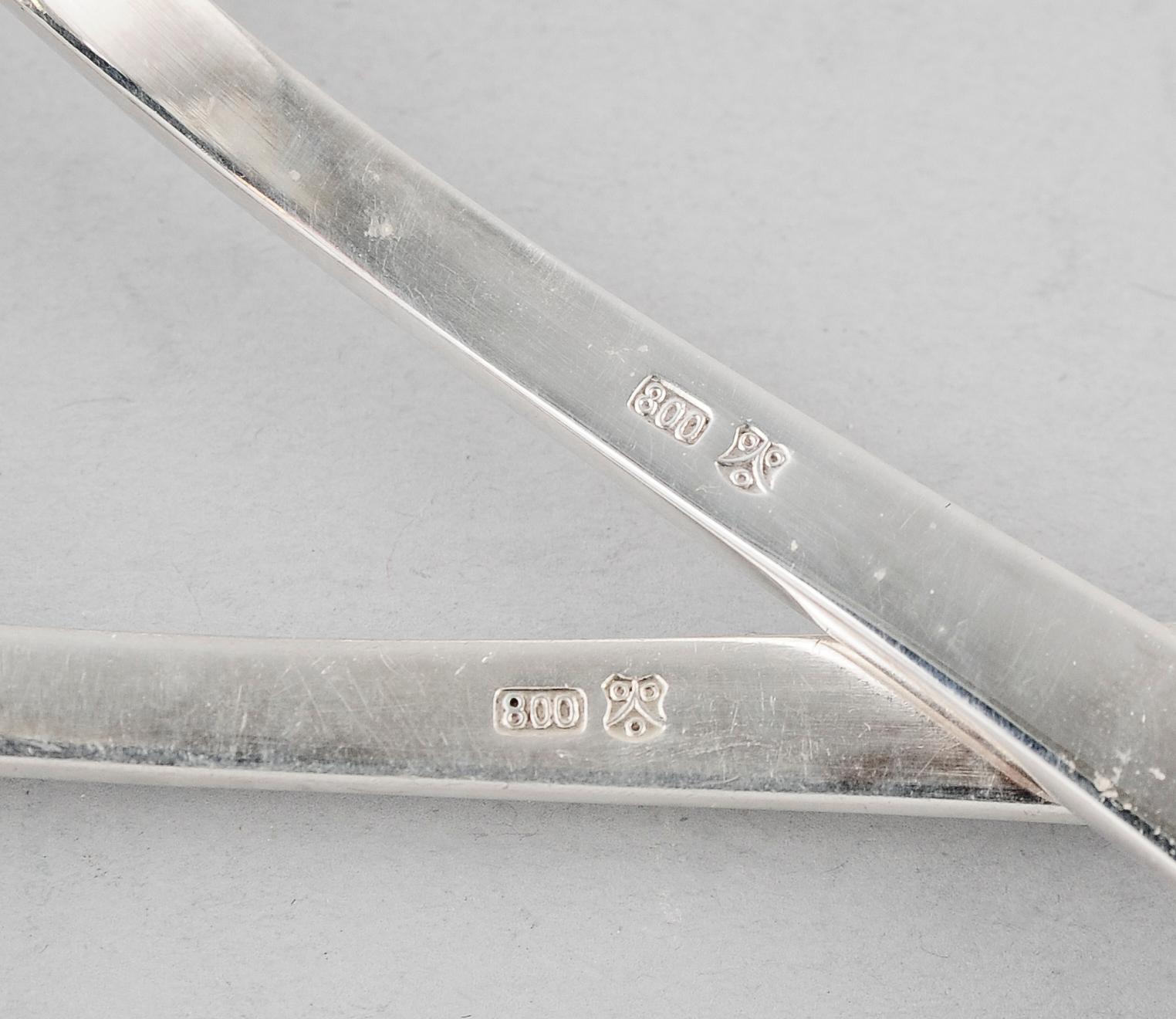 MATSKED SAMT MATGAFFEL, silver, 800, sannolikt Schweiz. Tot vikt ca 119 g.