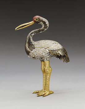 A cloisonné figure of a heron, Qing dynasty. (1644-1912).
