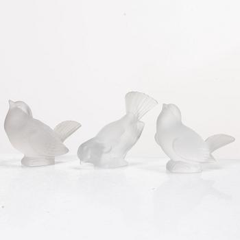 René Lalique, Six glass objects, Lalique, France, second half of the 20th century.