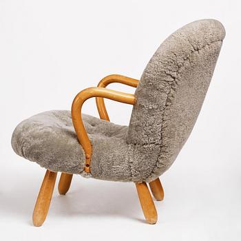 Swedish Modern, fåtölj "Clam Chair" / "Musling", Sune Johanssons Möbelfabrik i Nässjö. 1940-50-tal.