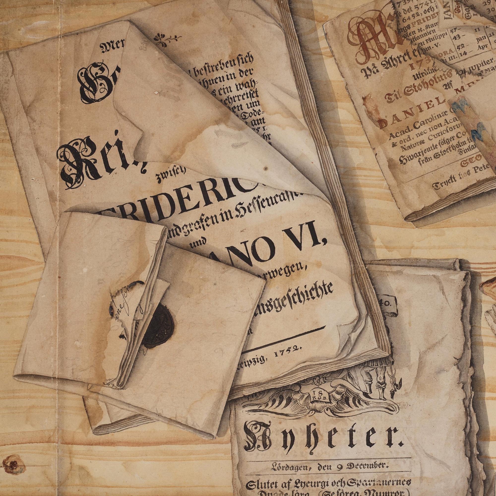 Johan Caspar Jung, Trompe l'oeil med böcker och spelkort.