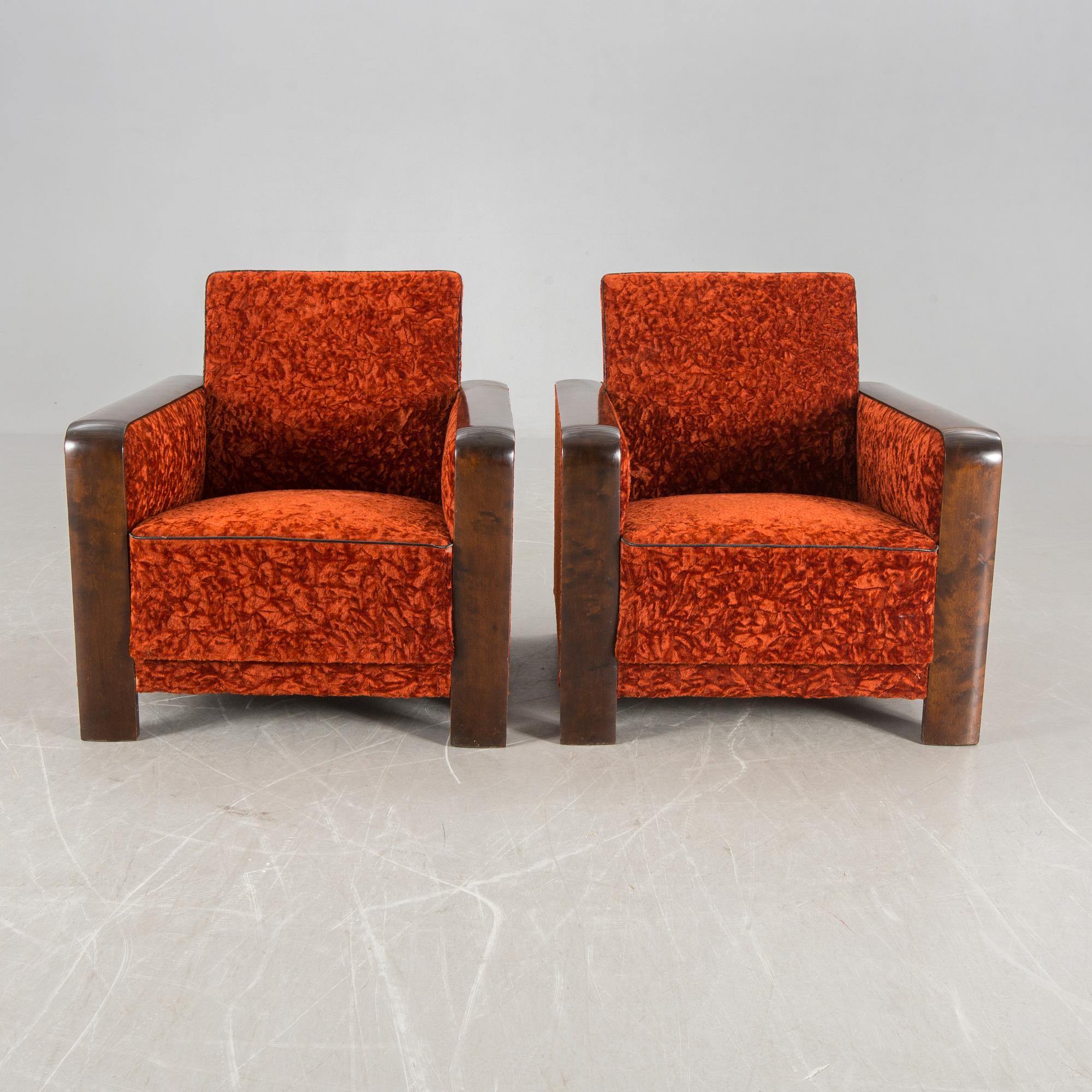 FÅTÖLJER, ett par, funkis, 1930-tal.