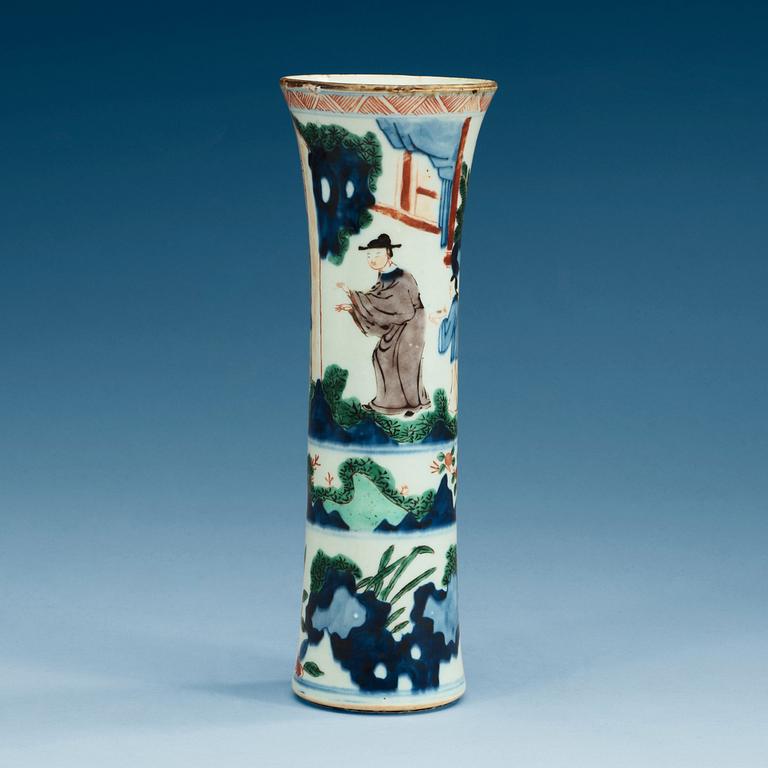 A Transitional Wucai vase, 17th Century.