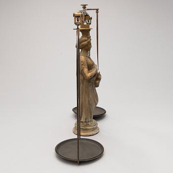 A Pharmacy balance scale with Goddess Hygieia, Germany latter half of the 19th Century.