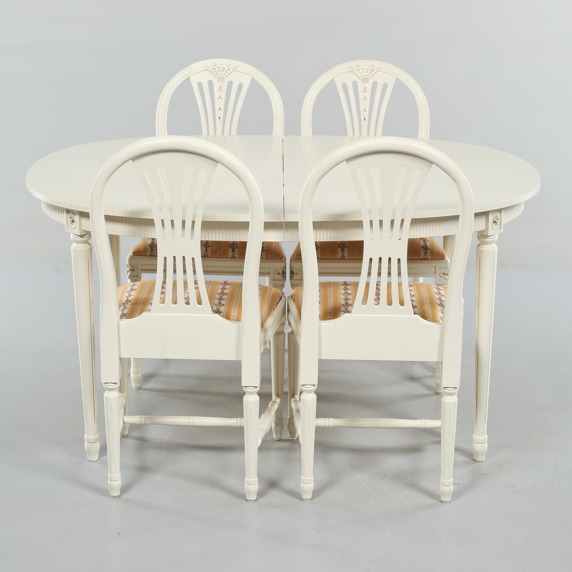 MATSALSGRUPP, 5 delar, gustaviansk stil, 1900-talets andra hälft.