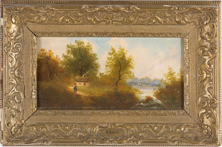 Two landscapes with figures by ADOLF KAUFMANN, oil on panel, signed G. Salvi.