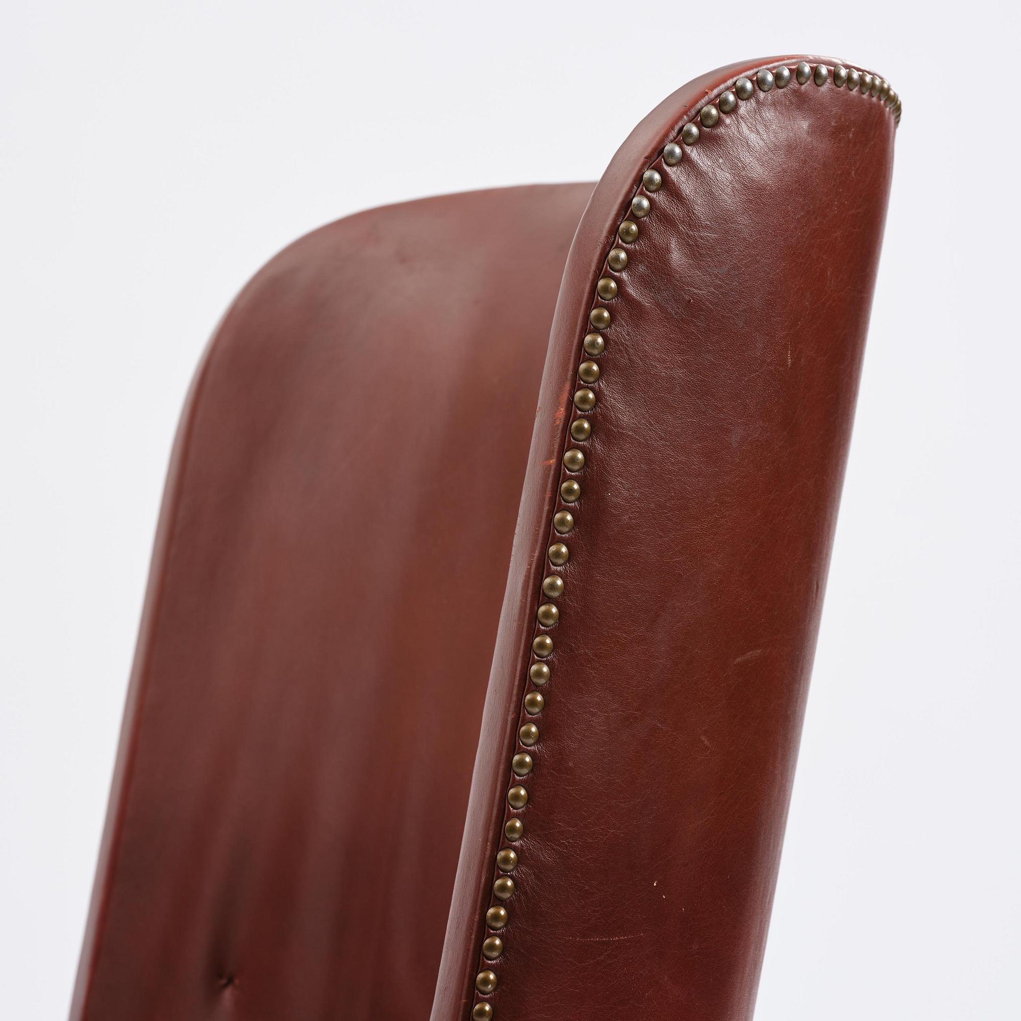 Axel Einar Hjorth, a "Caesar" stained birch and leather armchair, Nordiska Kompaniet, Sweden, 1929.