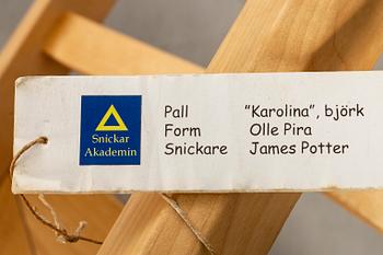 OLOF PIRA, TWO BIRCH "KAROLINA" STOOLS BY OLOF PIRA 1998.