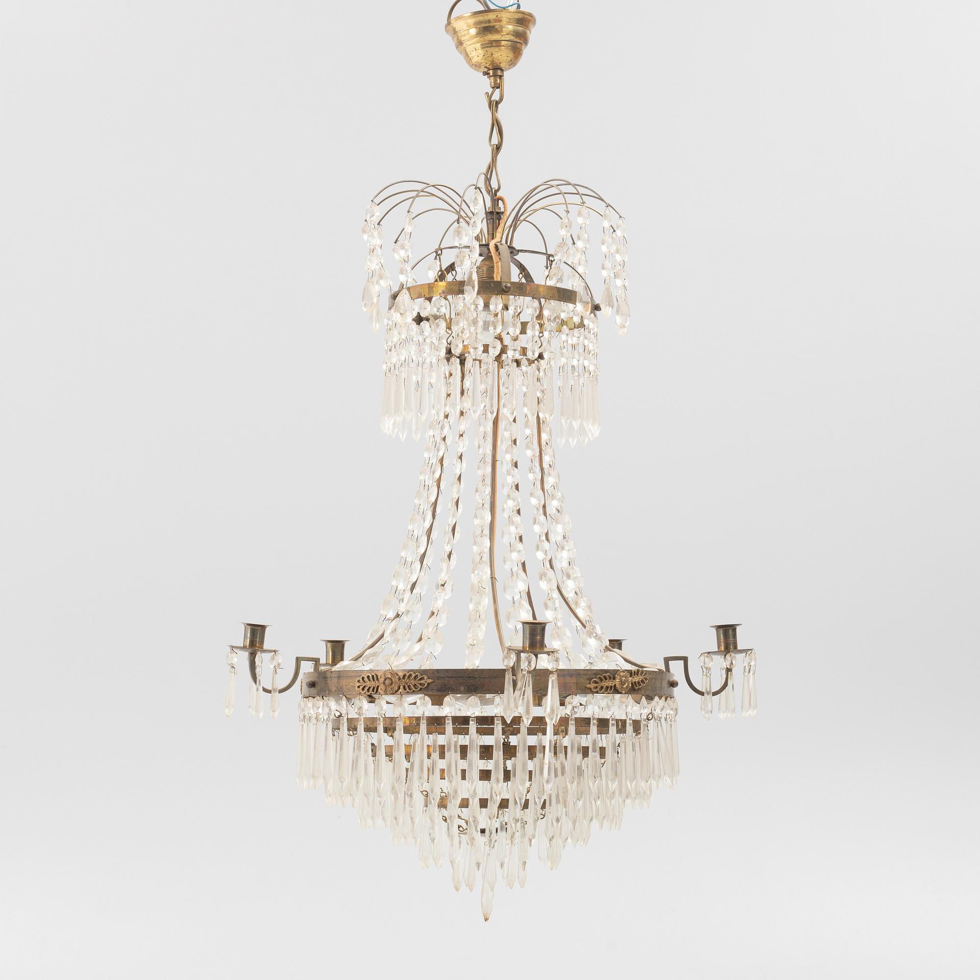 A Gustavian style chandelier, first half of the 20th Century.