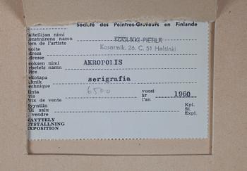 TUULIKKI PIETILÄ, serigrafi, signerad, daterad 1960, numrerad  III épreuve d'artiste.