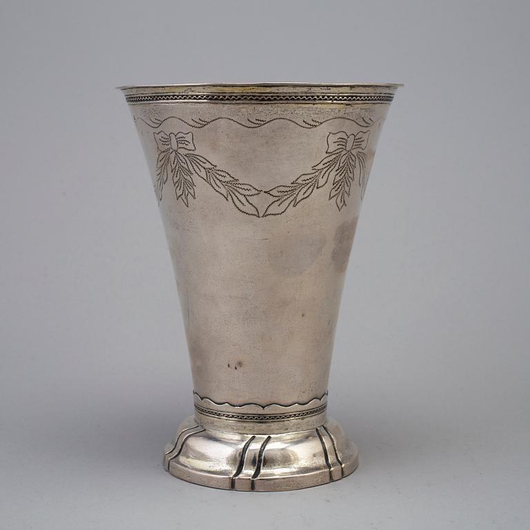 STEPHAN WESTERSTRÅHLE, a parcel-gilt beaker, Stockholm 1792.