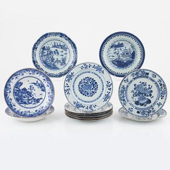 Twelve porcelain plates, China, Qianlong (1736-95).