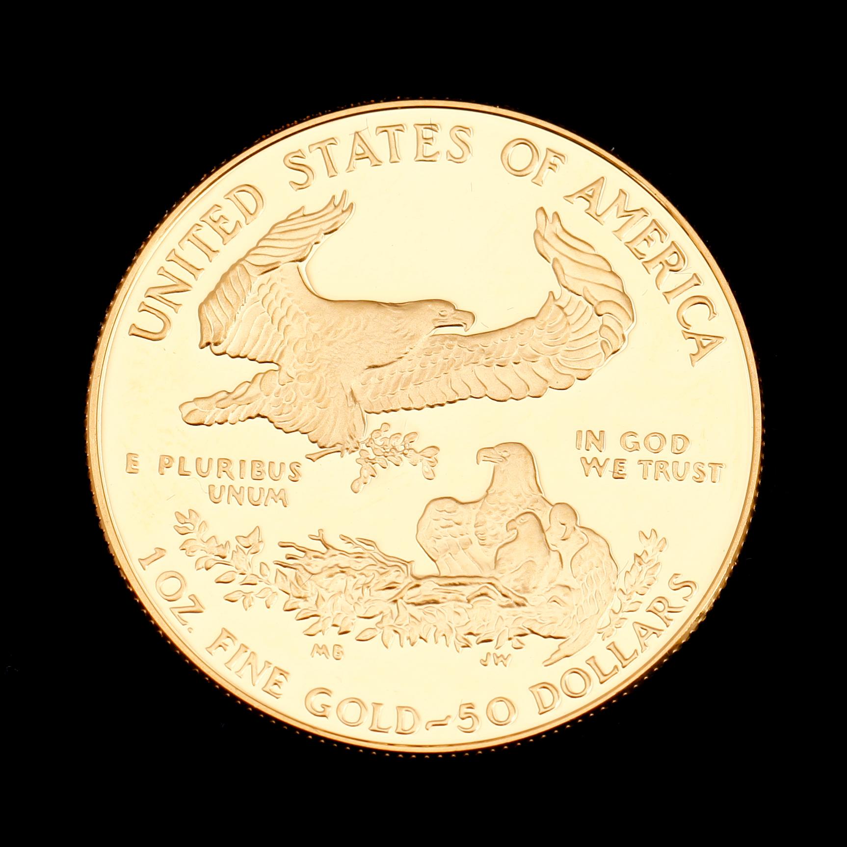 GULDMYNT, finguld, 50 dollar, USA, 1986. Vikt ca 34 g.