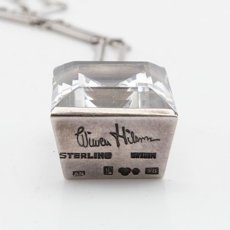 Wiwen Nilsson, necklace, sterling silver with step-cut rock crystal, Lund, 1944.