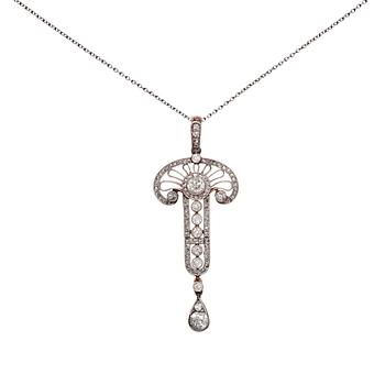 385. A PENDANT, 18K gold. Art Deco. Old- and rose cut diamonds c. 1.50 ct. Helsinki 1930 s. Weight 5,9 g.
