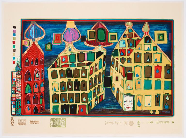 Friedensreich Hundertwasser, "Look at it on a rainy day (The Regentag portfolio)".