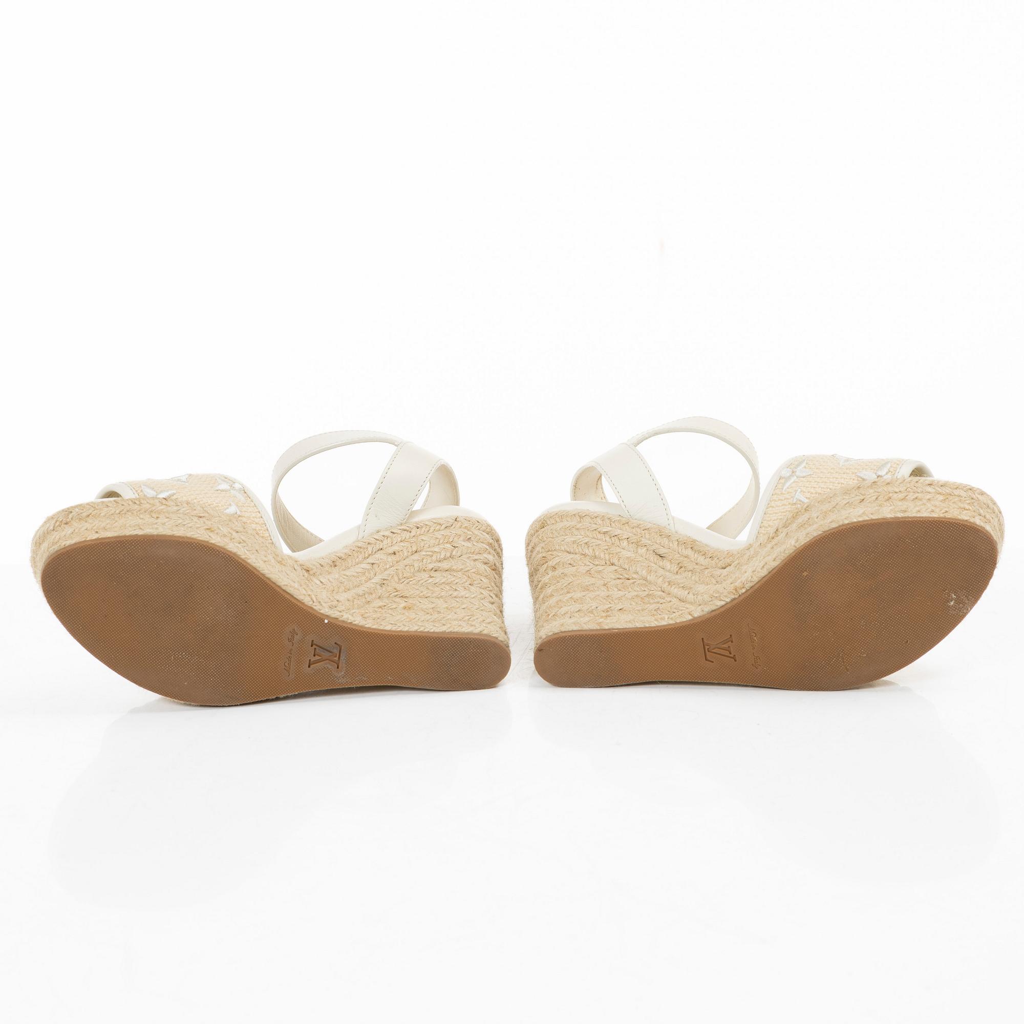 Louis Vuitton, sandals, "Helios Wedge Espadrille", size 37.