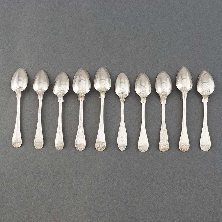Kaffeskedar, 32 st, silver, Sverige, 1856-1905.
