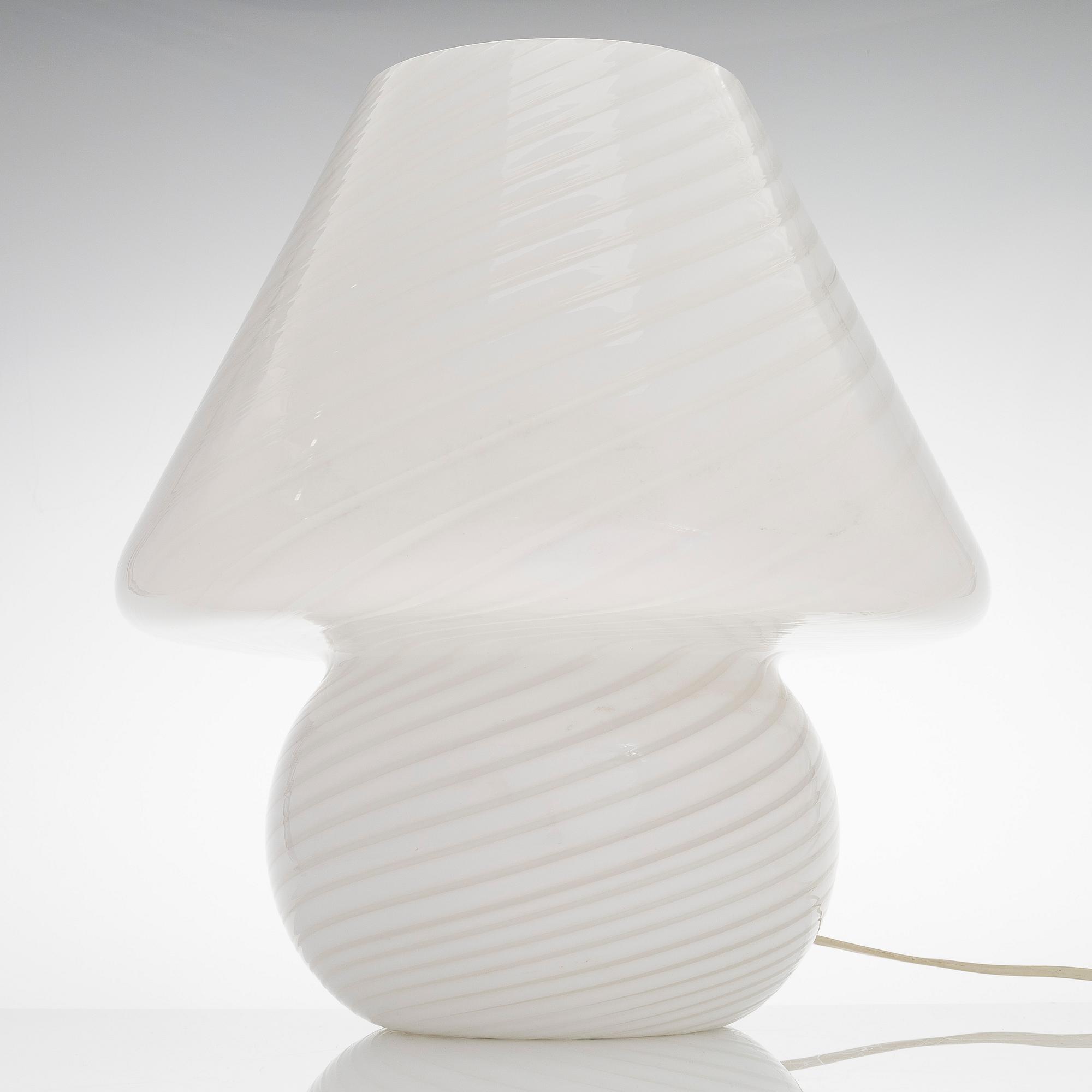A 1980s Murano 'Mushroom' glass table light, retailer Stockmann.