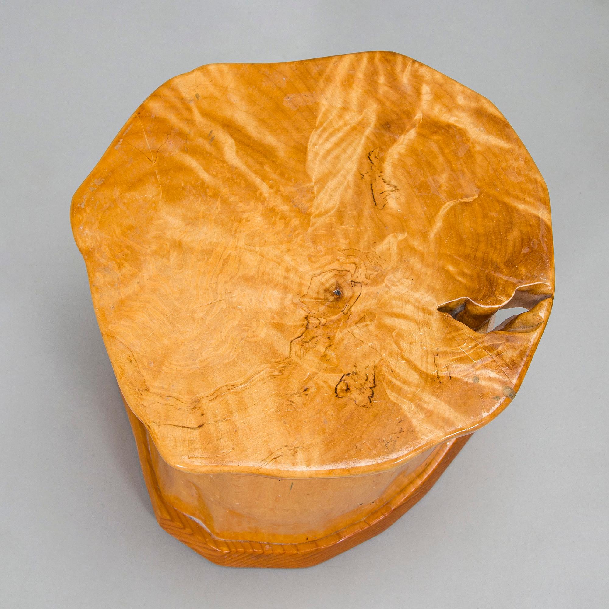 Mauri Haapiainen, a late 20th century masur birch chair and stool.