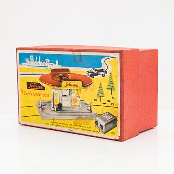 Schuco, toy, petrol station, model 3055, original packaging, Germany, mid-20th century.
