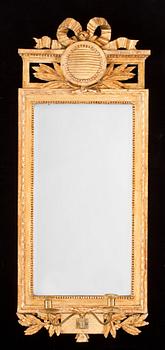 A late Gustavian two-light girandole mirror dated 1796.