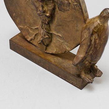 PG THELANDER, Sculpture medal, bronze. Signed, foundry mark. Height 12.5 cm.